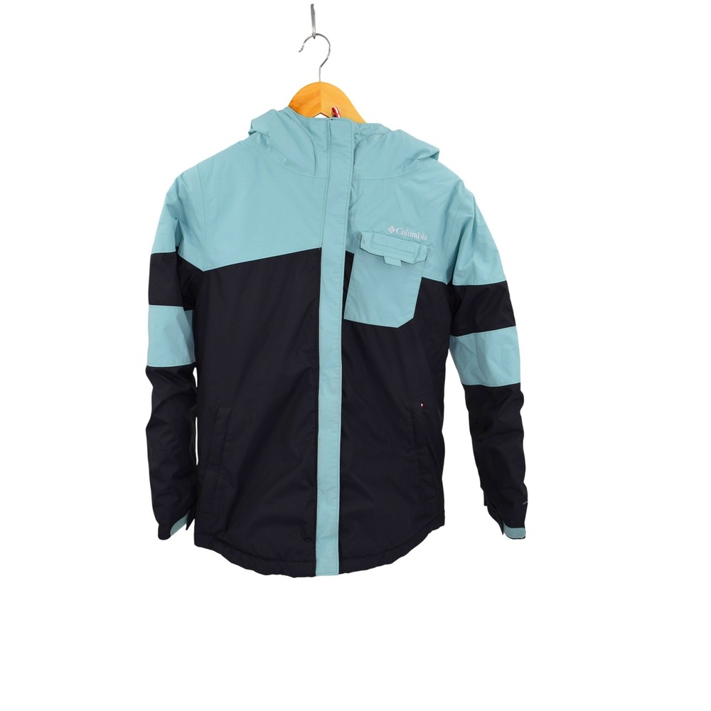 Columbia Kids Omni Tech Hooded Jacket Teal Black Color Block‎ Waterproof